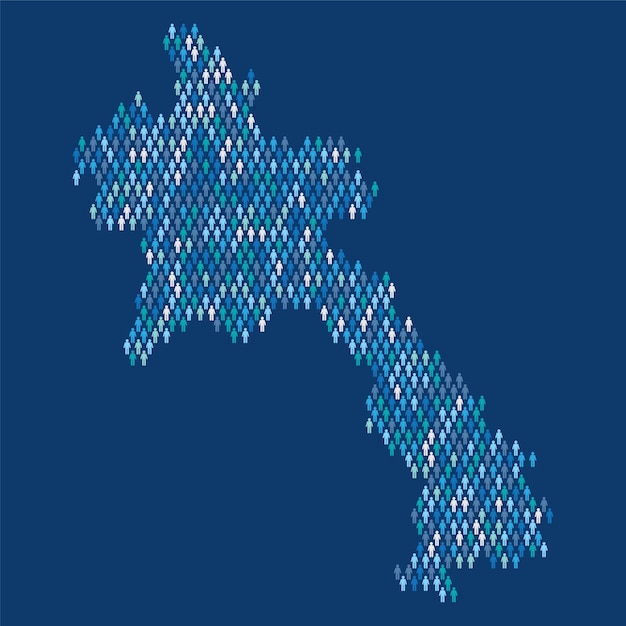 Vetor mapa infográfico da população do laos feito de pessoas de bonecos de palito