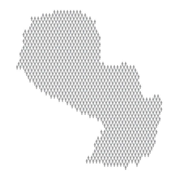 Mapa infográfico da população do paraguai feito de pessoas de bonecos de palito