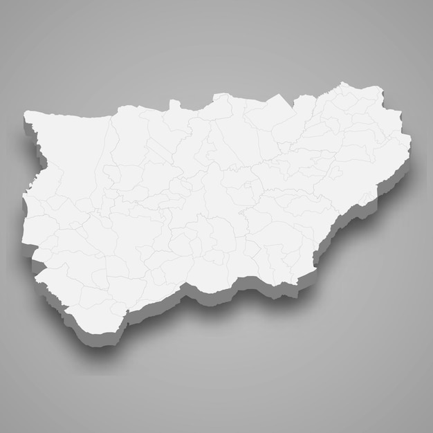 Mapa isométrico 3d de jaén é uma província da espanha