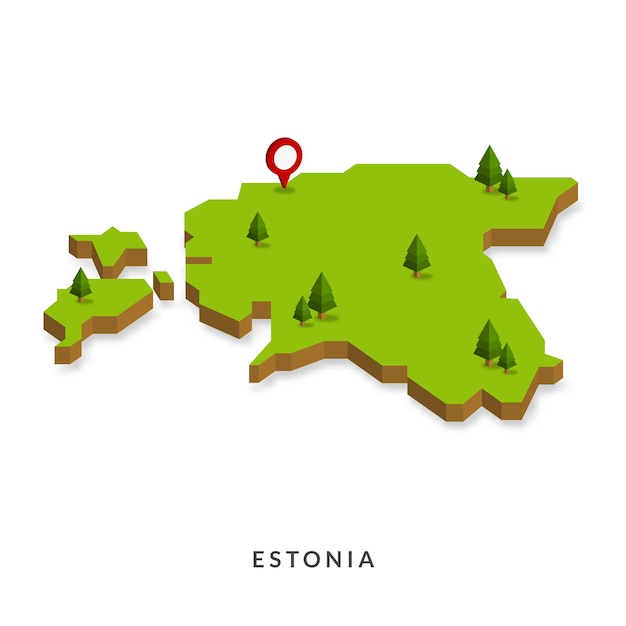 Mapa isométrico da estônia simples ilustração vetorial de mapa 3d