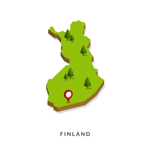 Mapa isométrico da finlândia simples ilustração vetorial de mapa 3d