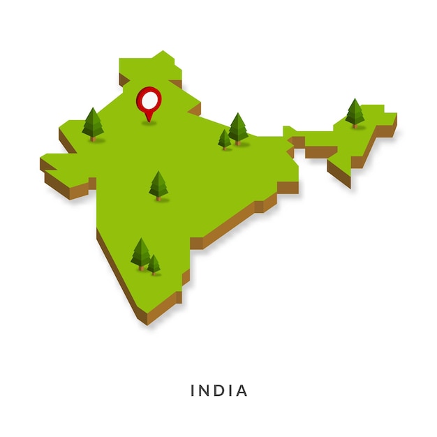 Mapa isométrico da índia simples ilustração vetorial de mapa 3d
