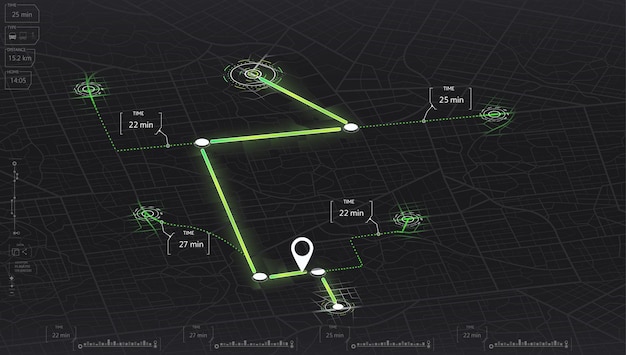 Vetor mapa isométrico de navegação gps para a própria casa garish ilustração vetorial do mapa de estrada vista de cima do