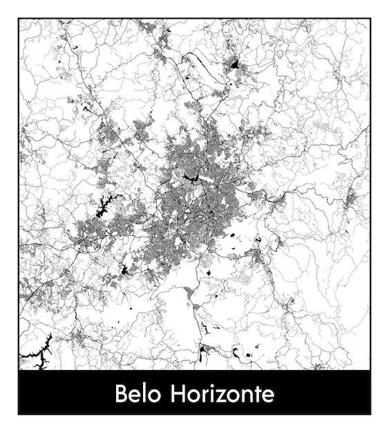 Mapa mínimo da cidade de belo horizonte (brasil, américa do sul)