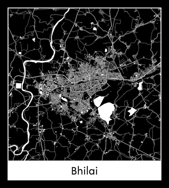 Mapa mínimo da cidade de Bhilai (Índia, Ásia)