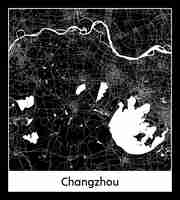 Vetor mapa mínimo da cidade de changzhou (china, ásia)