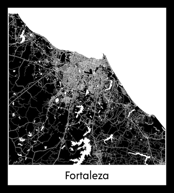 Mapa mínimo da cidade de fortaleza (brasil, américa do sul)