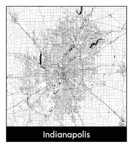 Mapa mínimo da cidade de indianápolis (estados unidos, américa do norte)