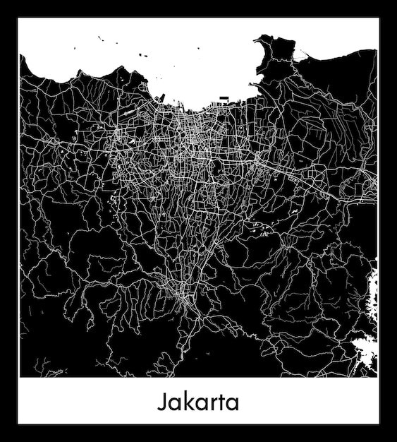 Mapa mínimo da cidade de jacarta indonésia ásia