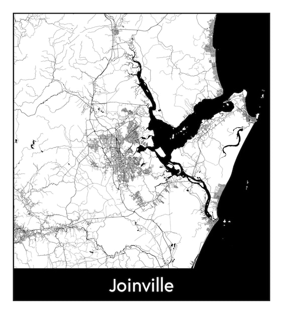 Vetor mapa mínimo da cidade de joinville (brasil, américa do sul)