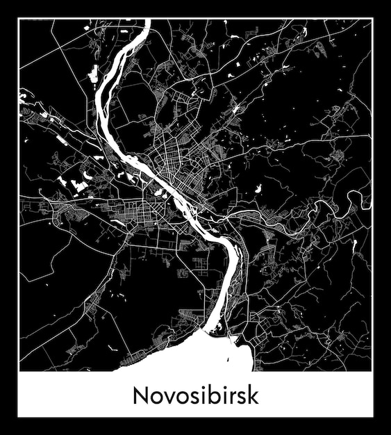 Mapa mínimo da cidade de novosibirsk (rússia, ásia)