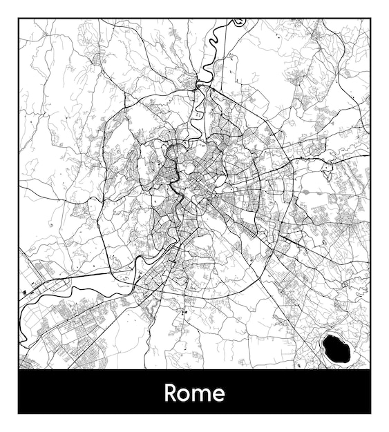 Vetor mapa mínimo da cidade de roma (itália, europa)
