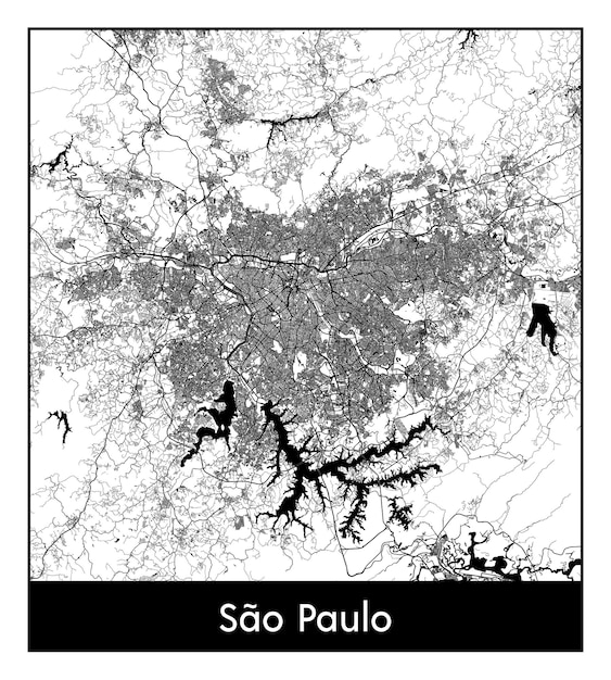 Vetor mapa mínimo da cidade de são paulo, brasil, américa do sul