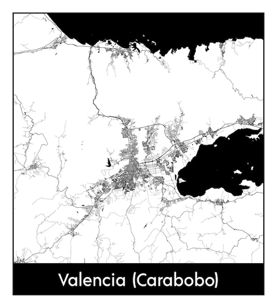 Vetor mapa mínimo da cidade de valência carabobo venezuela américa do sul