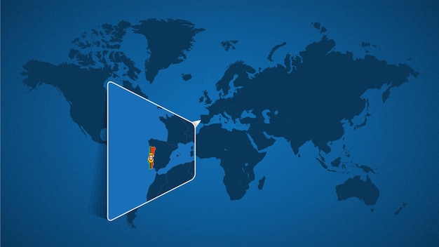 Mapa Político País Portugal Com Vizinhos Bandeira Nacional Ilustração por  ©tony4urban #4538466