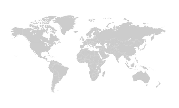 Mapa mundial com fronteiras de países.