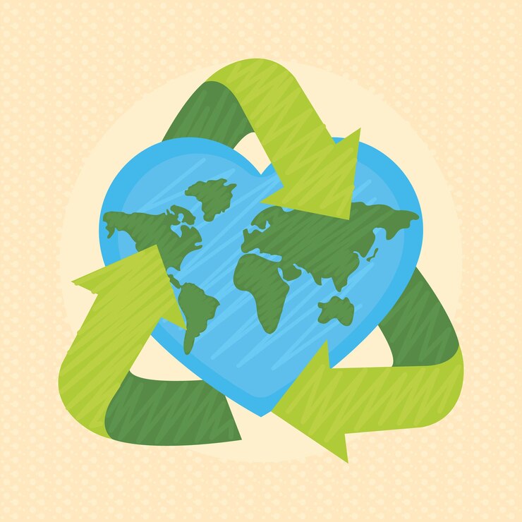 Vetor mapa mundial com reciclagem