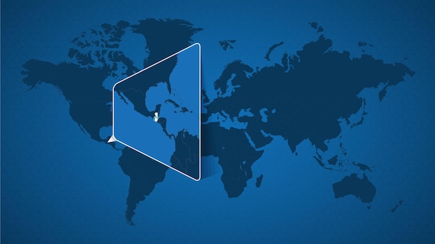 Mapa mundial detalhado com mapa ampliado fixado da guatemala e dos países vizinhos. bandeira e mapa da guatemala.