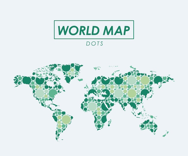 Mapa mundial em pontos em silhueta de cor verde