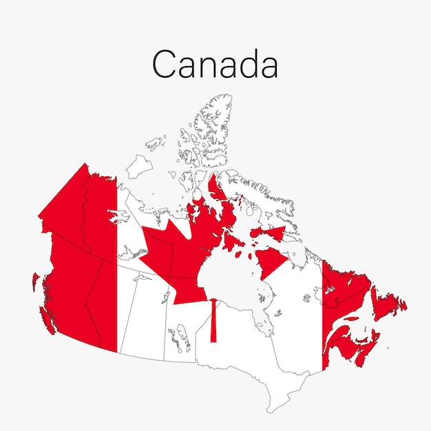 Vetor mapa nacional do país com regiões, estados e bandeira no corpo