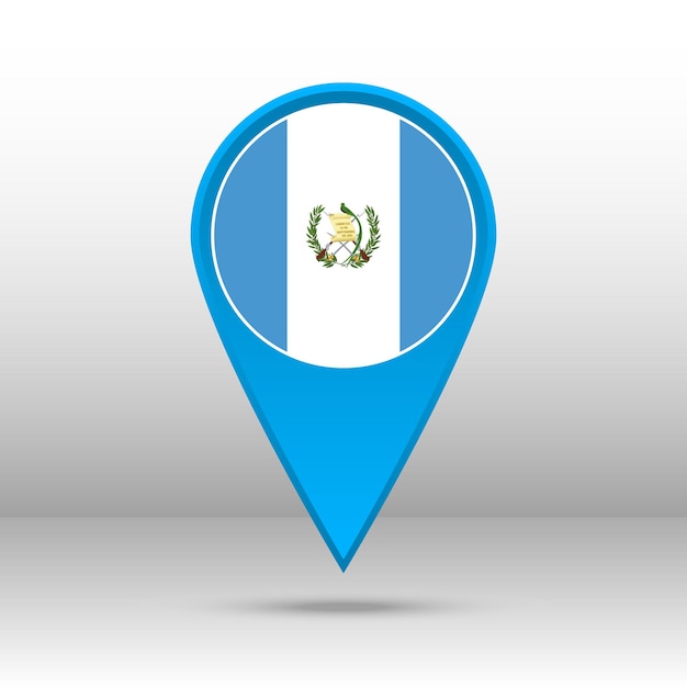 Mapa pin vetor de bandeira da guatemala
