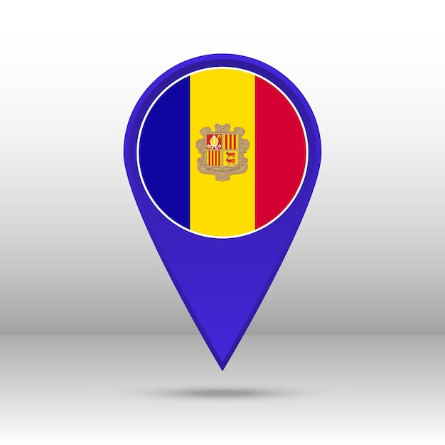 Mapa pin vetor de bandeira de andorra