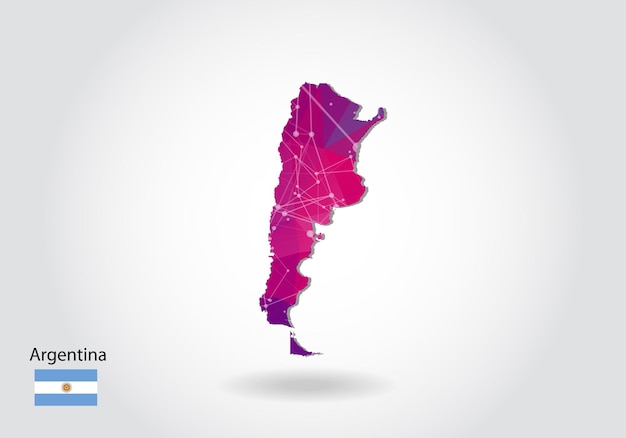 Mapa poligonal da argentina do vetor. design de baixo poli. mapa feito de triângulos em fundo branco. gráfico gradiente de estilo poli baixo triangular amarrotado geométrico, pontos de linha, design de interface do usuário.