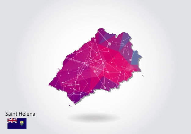 Mapa poligonal de santa helena do vetor. design de baixo poli. mapa feito de triângulos em fundo branco. gráfico gradiente de estilo poli baixo triangular amarrotado geométrico, pontos de linha, design de interface do usuário.