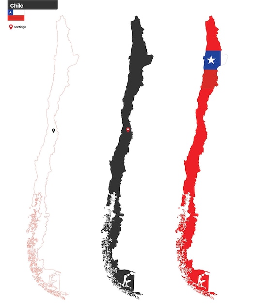 Mapa político detalhado do chile com sua capital, santiago