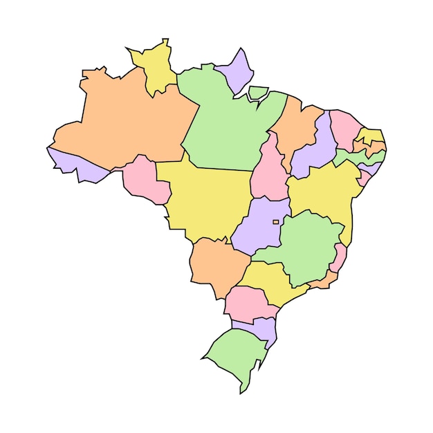 Vetor mapa político do brasil baixo detalhado