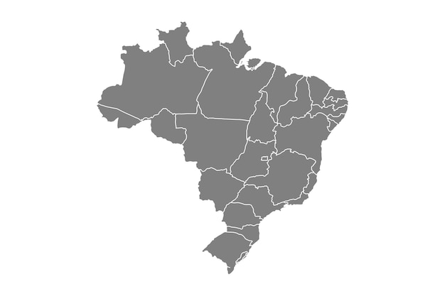 Vetor mapa político do brasil cor cinza isolada em fundo branco