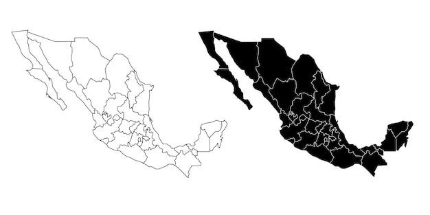 Vetor mapa político do méxico baixo detalhado