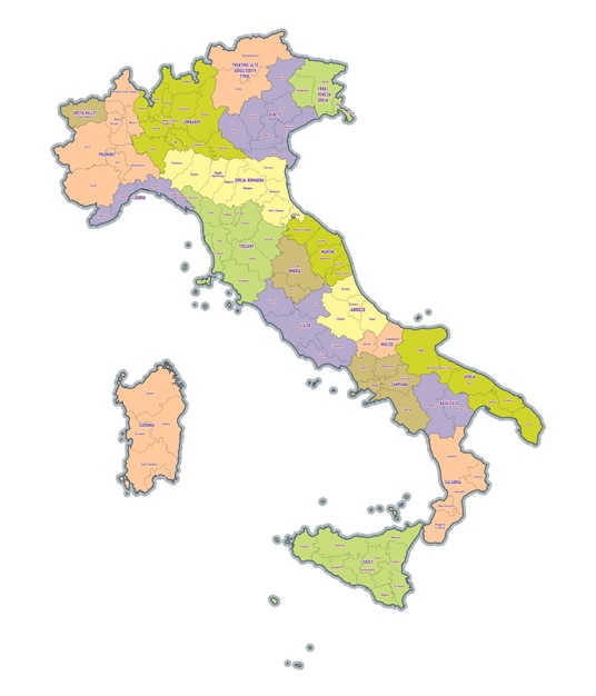 Mapa político do mundo língua italiana Projeção de Miller