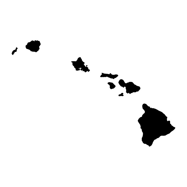 Vetor mapa preto de havaí no fundo branco