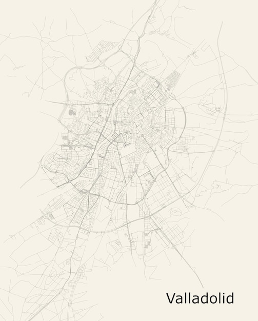 Vetor mapa rodoviário da cidade vetorial de valladolid, espanha