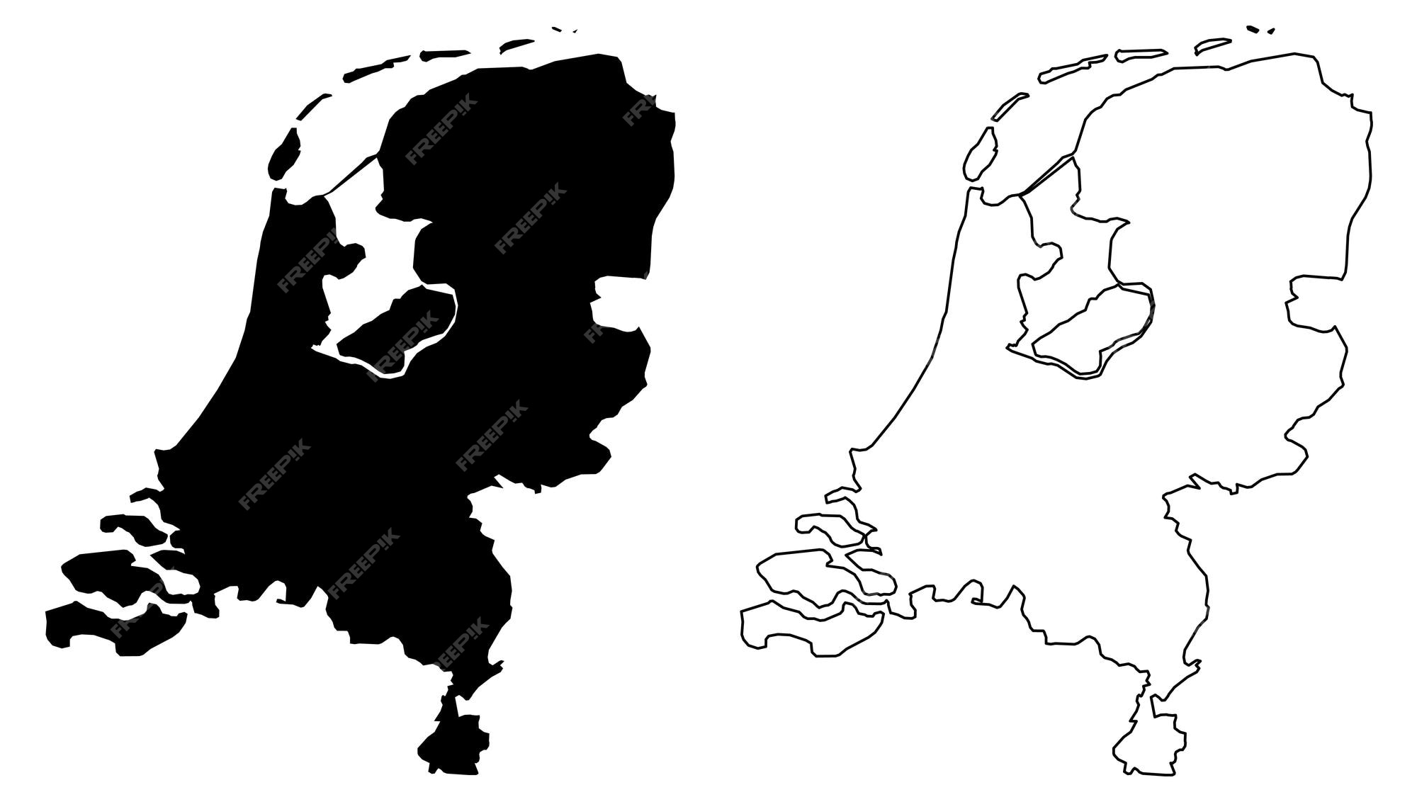 Mapa simples (apenas cantos afiados) do desenho vetorial de portugal.  projeção de mercator. versão preenchida e delineada.