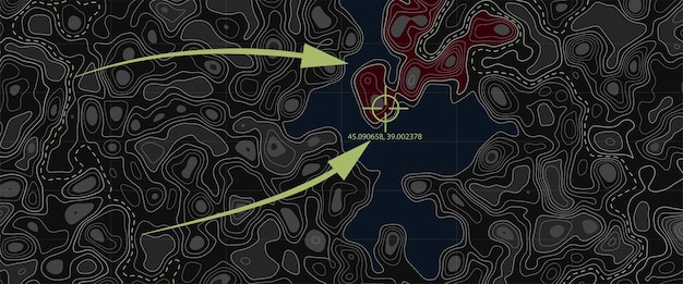 Mapa topográfico militar A base geográfica do relevo Mapa de contorno O terreno das operações militares Ilustração vetorial