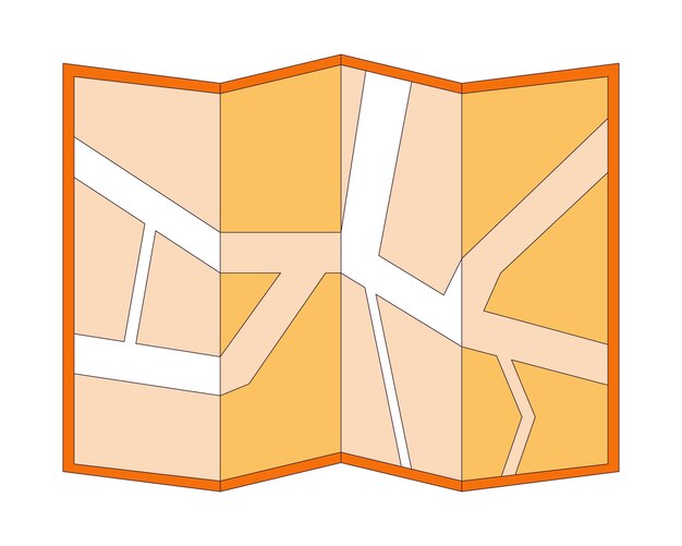 Vetor mapa urbano objeto de desenho animado linear 2d locais do centro da cidade destino de cartografia planejamento da cidade elemento vetorial de linha isolada fundo branco infraestrutura estradas cor ilustração de ponto plano