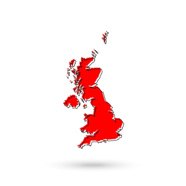 Mapa vermelho da inglaterra no fundo branco