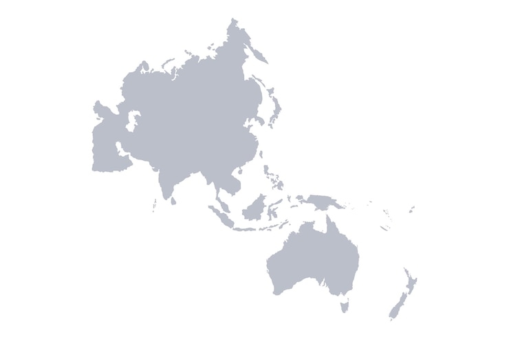 Vetor mapa vetorial da ásia-pacífico nas costas brancas