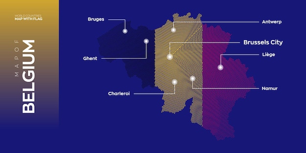 Mapa vetorial da bélgica com capitais e principais cidades