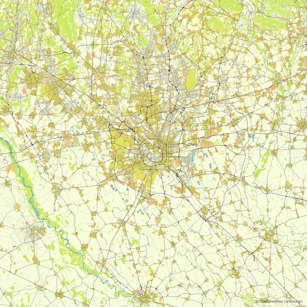 Mapa vetorial da cidade de Milão, cidade metropolitana de Milão, Itália