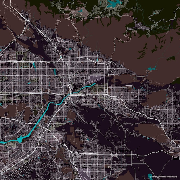 Vetor mapa vetorial da cidade de san bernardino, califórnia, eua