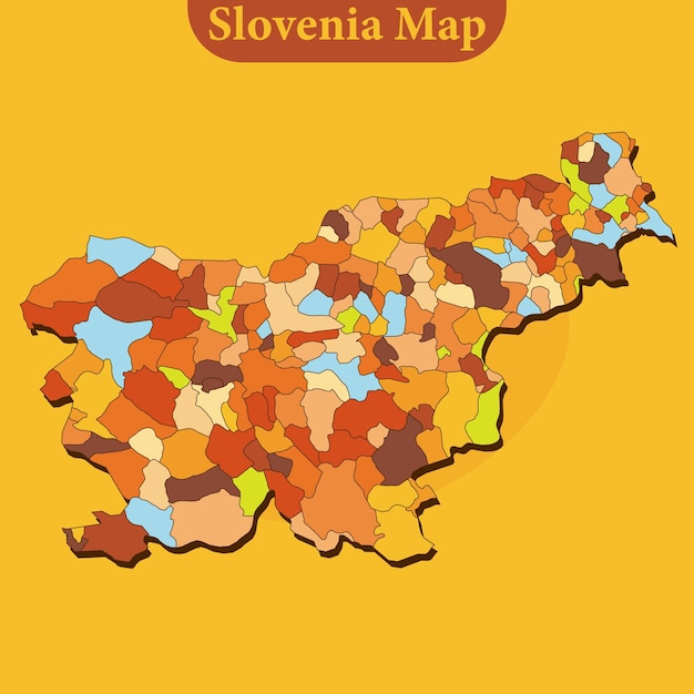 Vetor mapa vetorial da eslovénia com linhas de regiões e cidades e todas as regiões completas