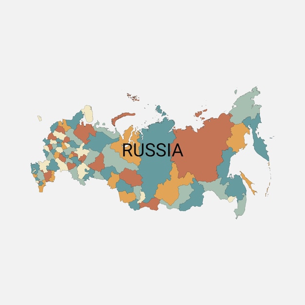 Vetor mapa vetorial da rússia com divisões administrativas