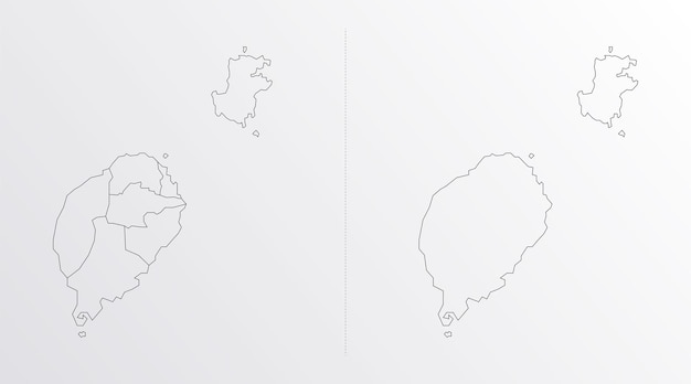 Vetor mapa vetorial de contorno preto de são tomé e príncipe com regiões em fundo branco