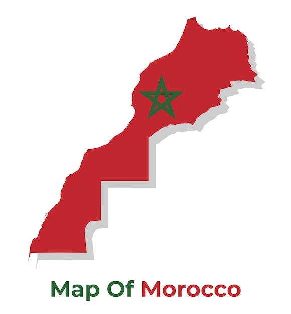 Vetor mapa vetorial de marrocos com bandeira nacional.