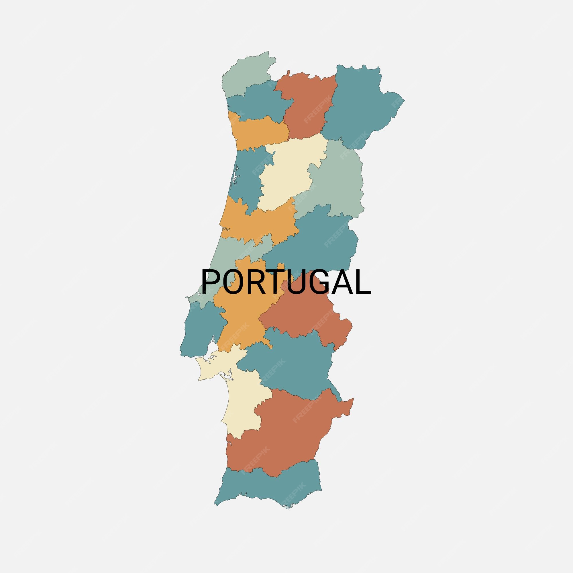 Vetores de Mapa Vetorial Detalhado Das Regiões De Portugal Com