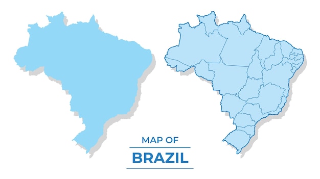 Mapa vetorial do brasil conjunto simples ilustração de estilo plano e de contorno