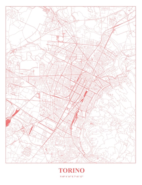 Vetor mapa vetorial do cartel da cidade italiana de turim